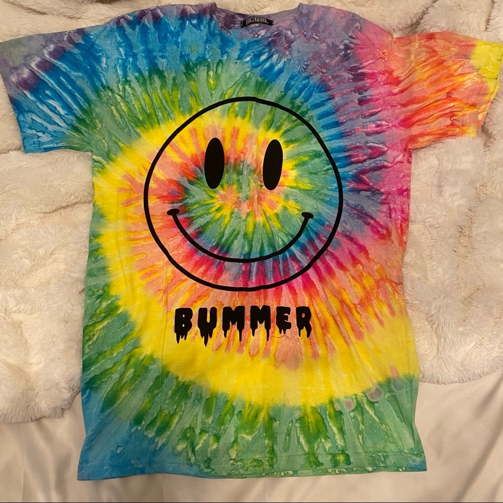 Dimepiece Tie Dye ‘Bummer’ smiley shirt Brand New